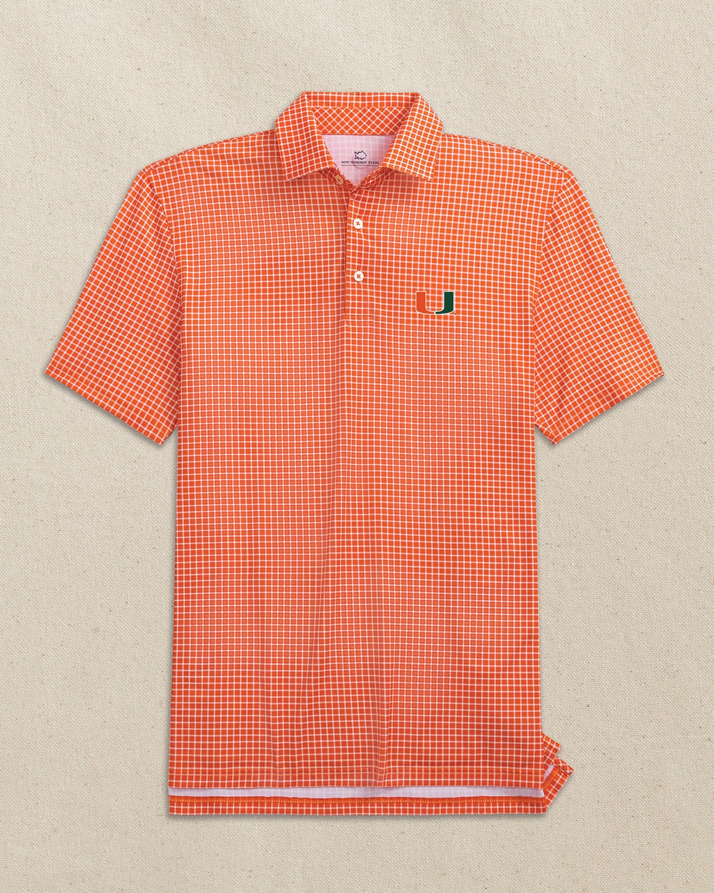 Miami Hurricanes Driver Dunes Edge Plaid Polo